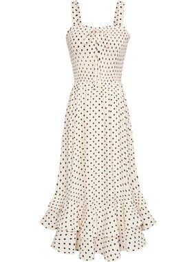 Women's Black Dot Square Neck Strapped A LINE Floral Boho Long Maxi Dress